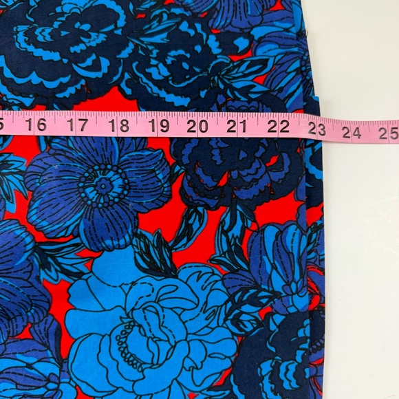 Ann Taylor Pencil Skirt Womens 10 Blue Red Floral Cotton Blend - Picture 8 of 8